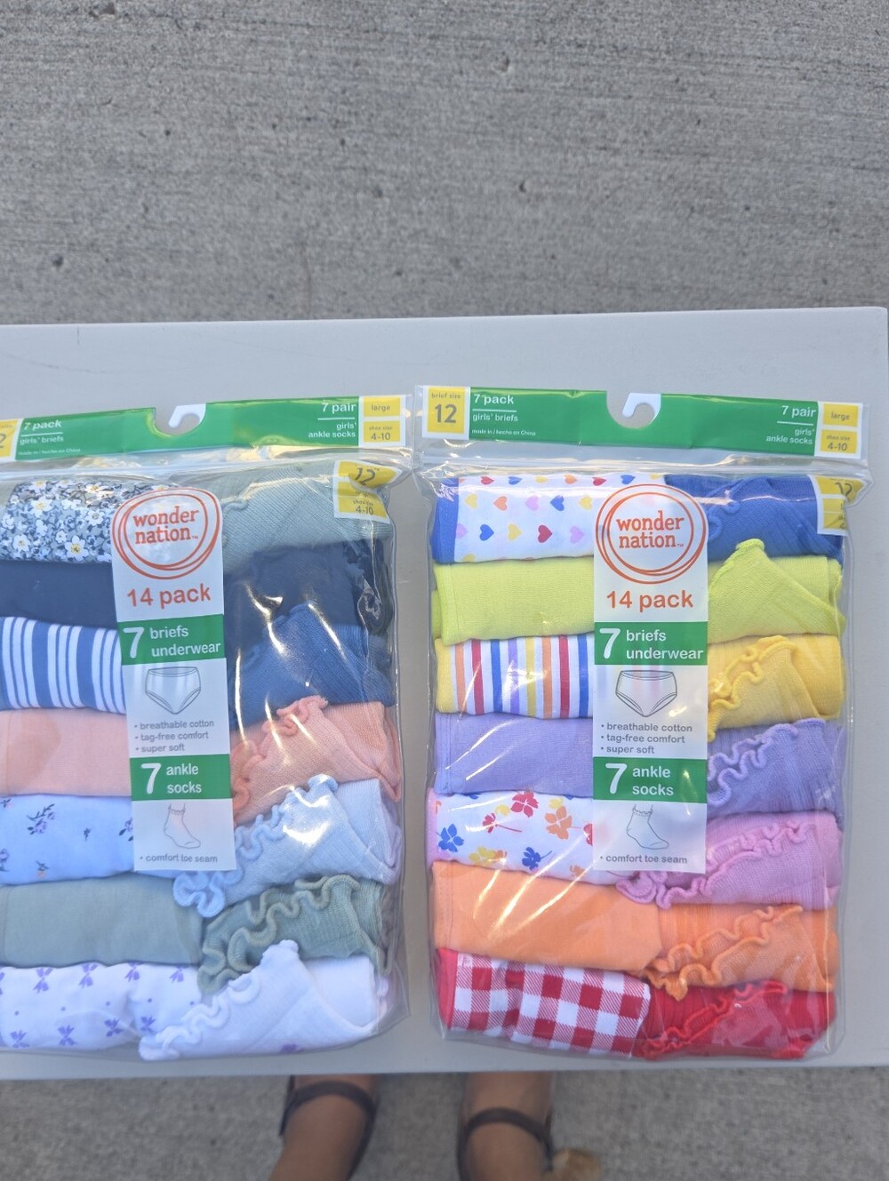 wonder nation Girls 14-Pack Underwear & Socks- Lot Of 2 Pkgs